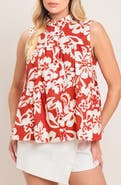 FLYING TOMATO Floral Sleeveless Tiered Button-Up Shirt