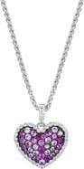 EFFY Sterling Silver Pink & White Sapphire Heart Pendant Necklace