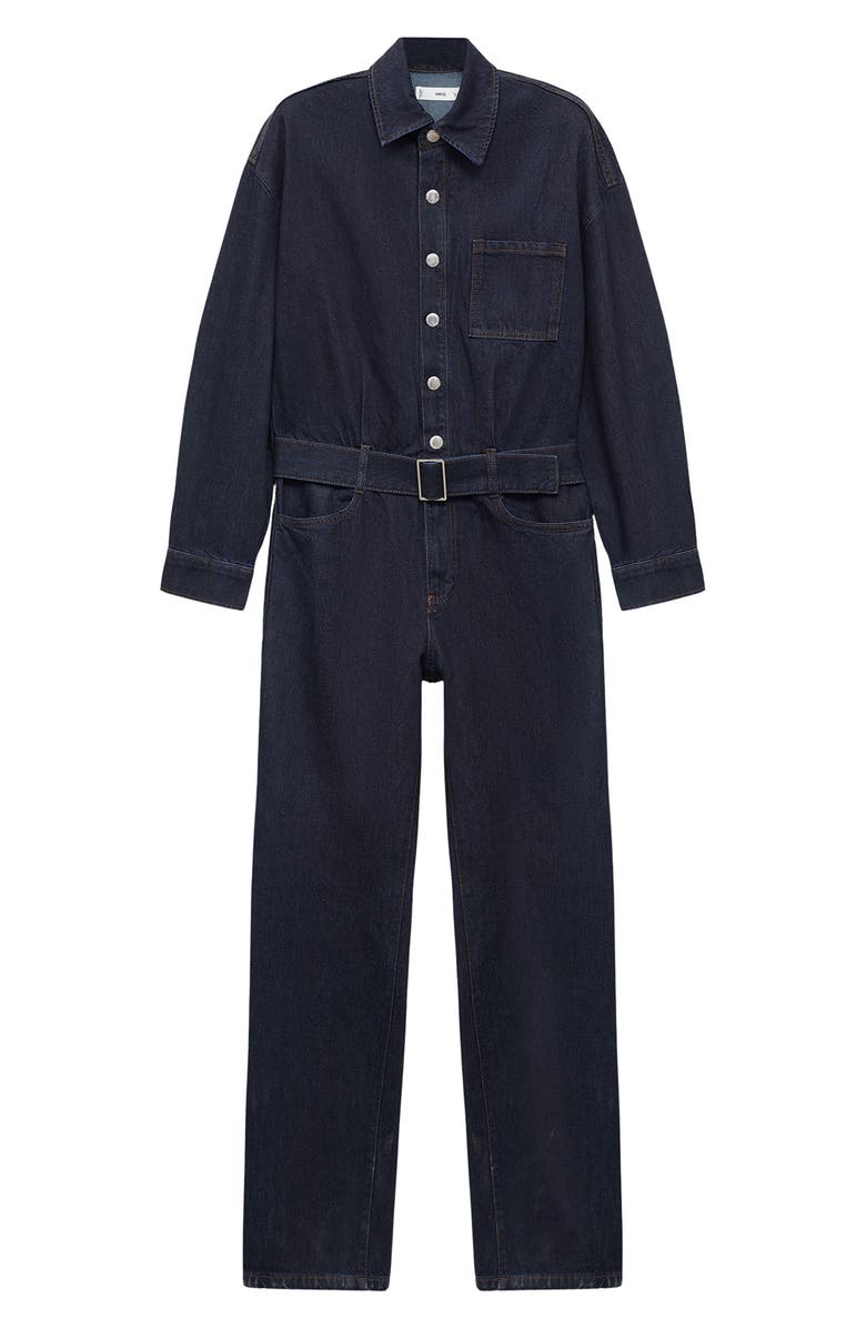 MANGO Belted Long Sleeve Jumpsuit, Alternate, color,