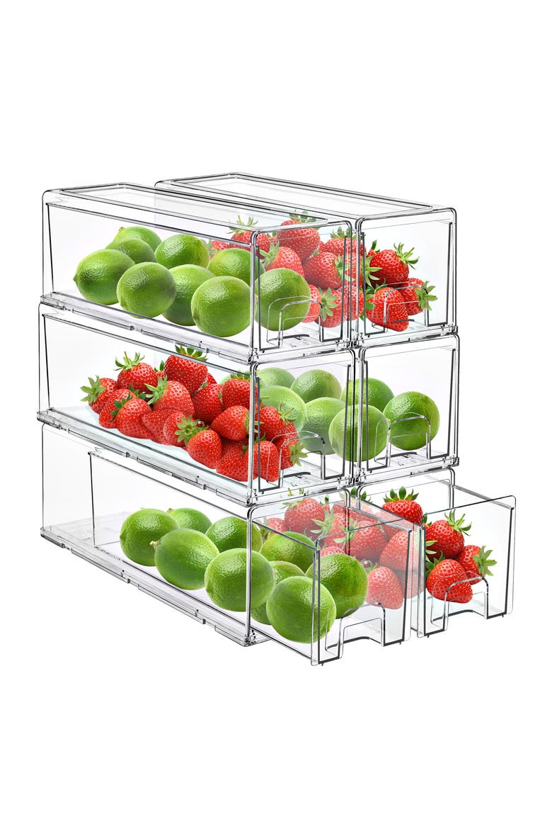 Set of 6 Pull-Out Fridge Storage Drawers, Alternate, color, NO COLOR