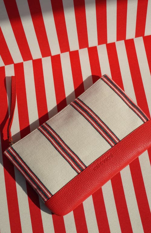 Kai & Vrosi K'ai & Vrosi Apollon Calfskin & Handloomed Fabric Clutch In Red