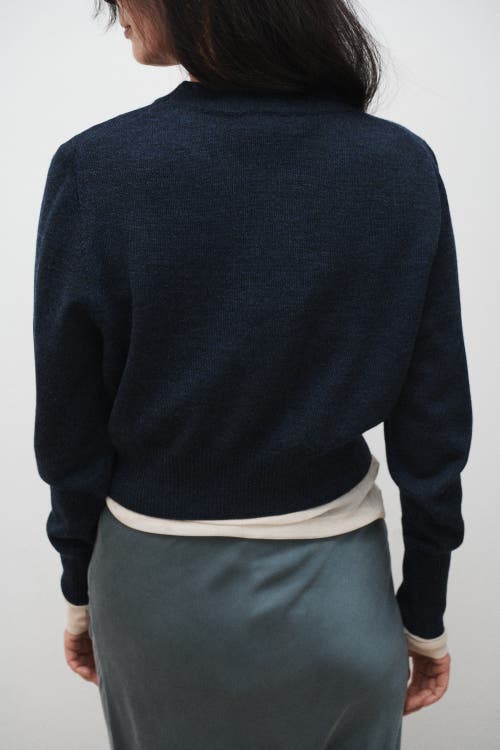Silk Laundry Cropped Crewneck Azul Melange In Azul Melange