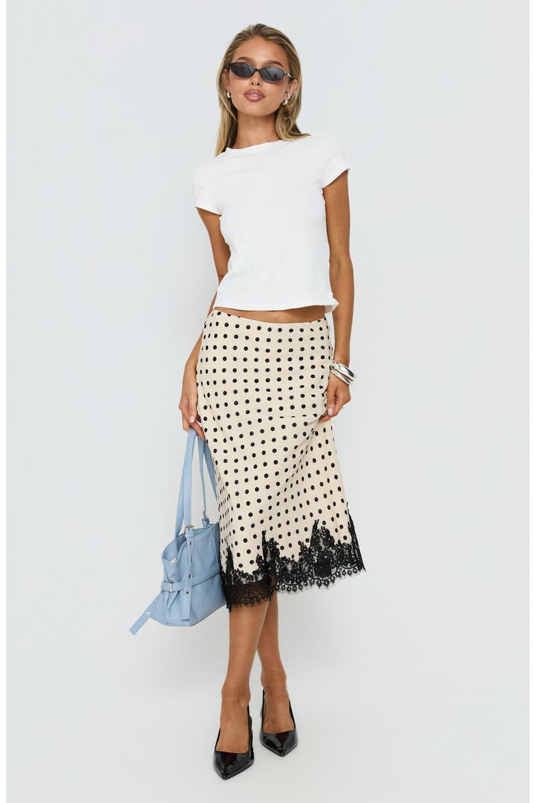 Downtown Scene Lace Trim Skirt, Alternate, color, CREAM POLKA