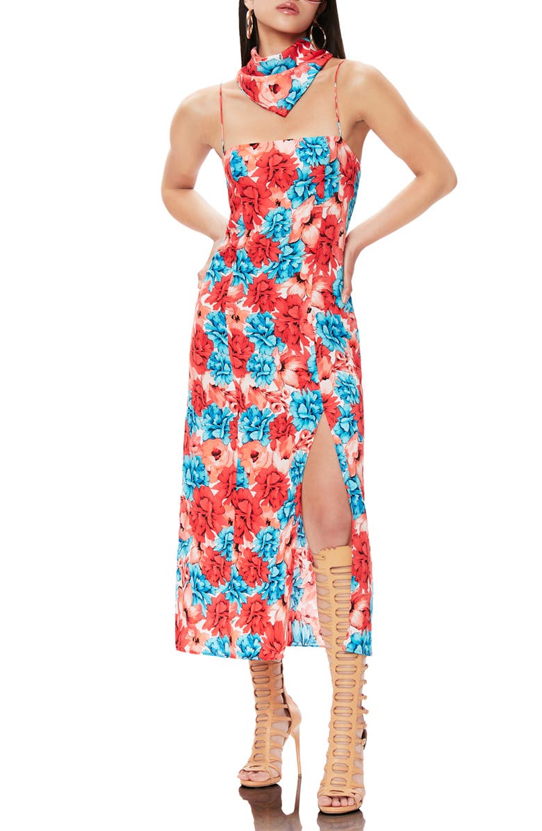 AFRM Yani Floral Slit Midi Sundress, Alternate, color, 