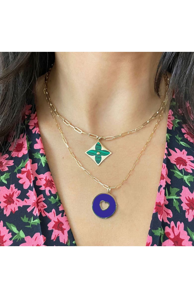 The Lovery Fine Jewelry Lapis Donut Heart Charm, Alternate, color, Lapis