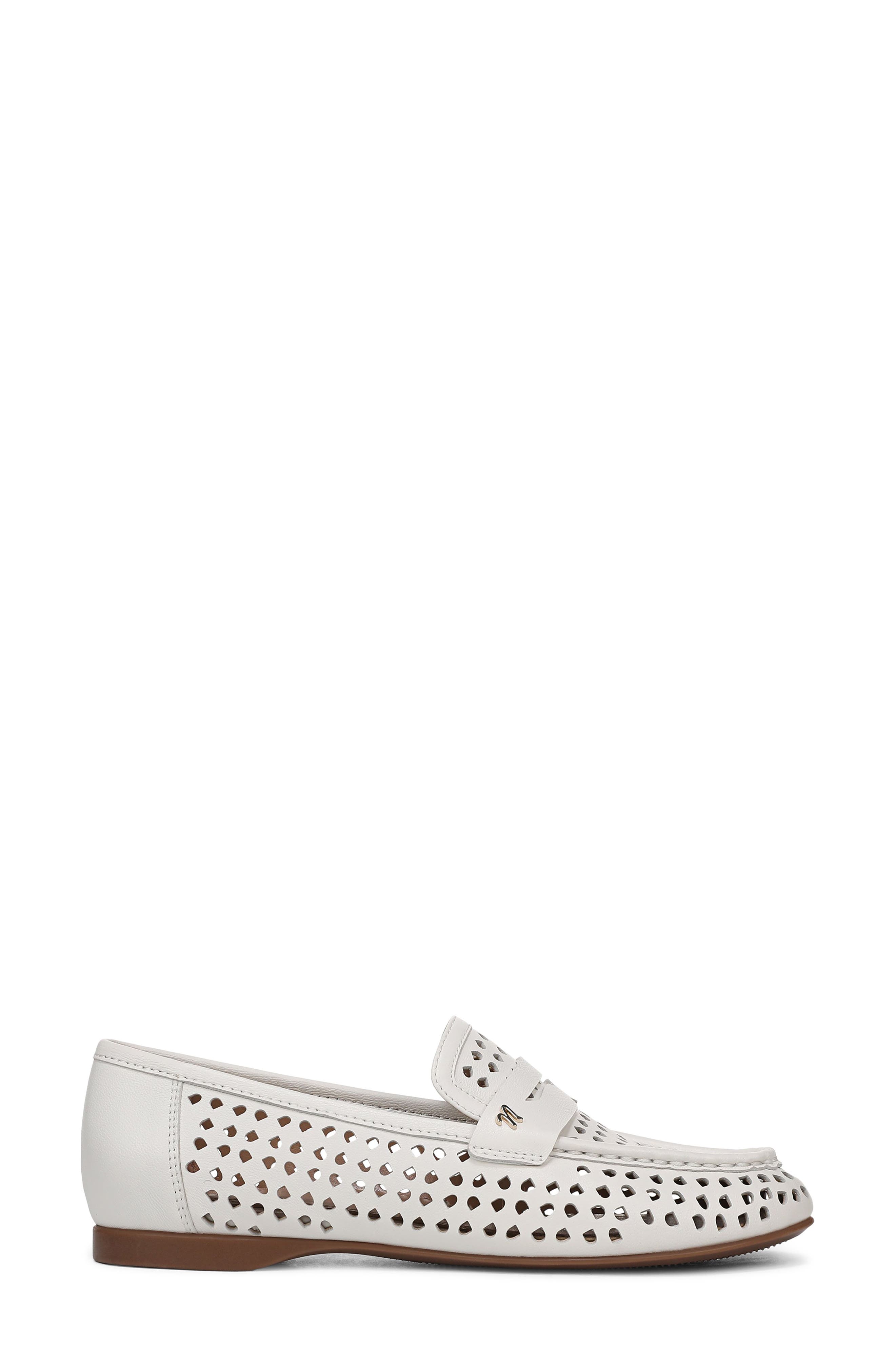 Naturalizer Bloom Perforated Penny Loafer, Alternate, color, Warm White