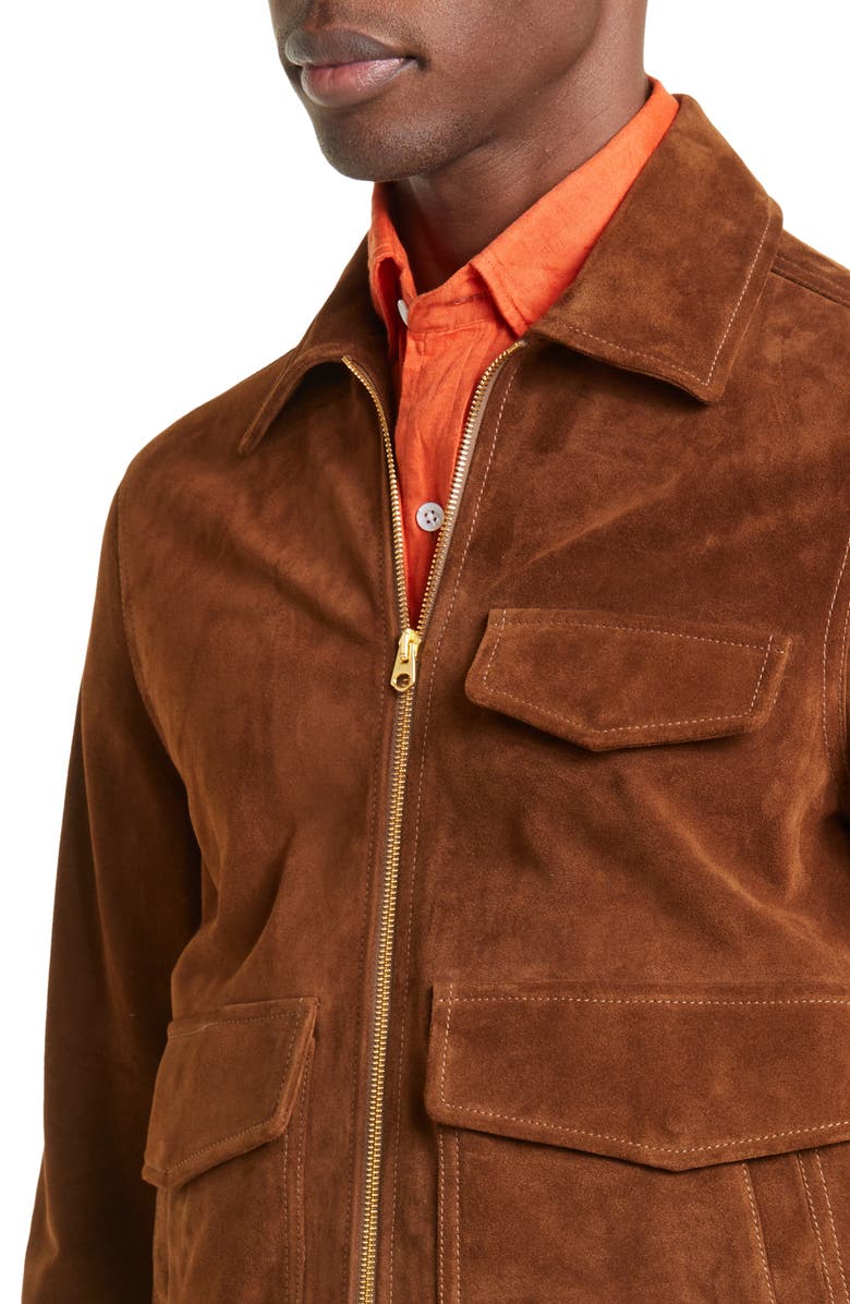 Drake's A2 Suede Bomber Jacket, Alternate, color, Brown 300
