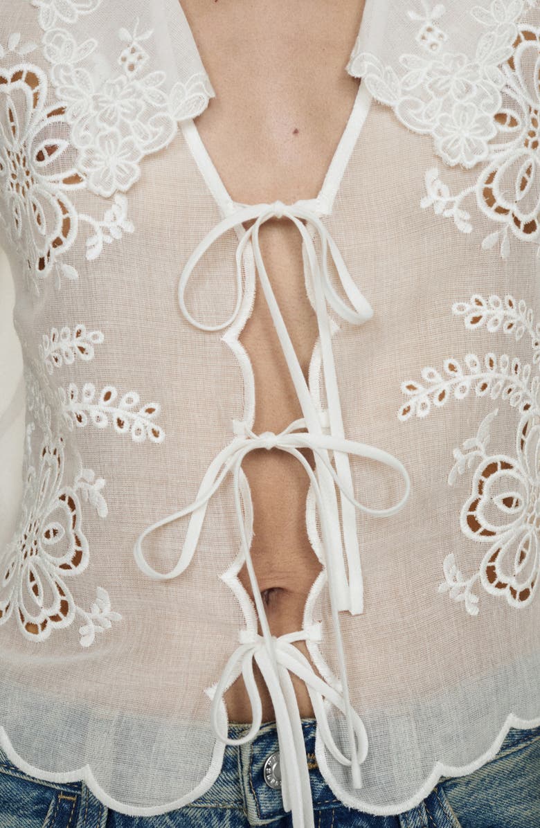 MANGO Kash Tie Front Top, Alternate, color,