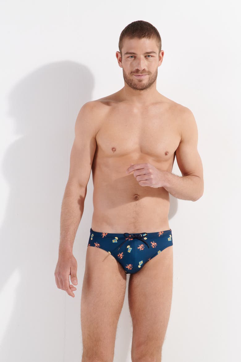 Beach Club Swim Mini Brief, Alternate, color, Navy Print