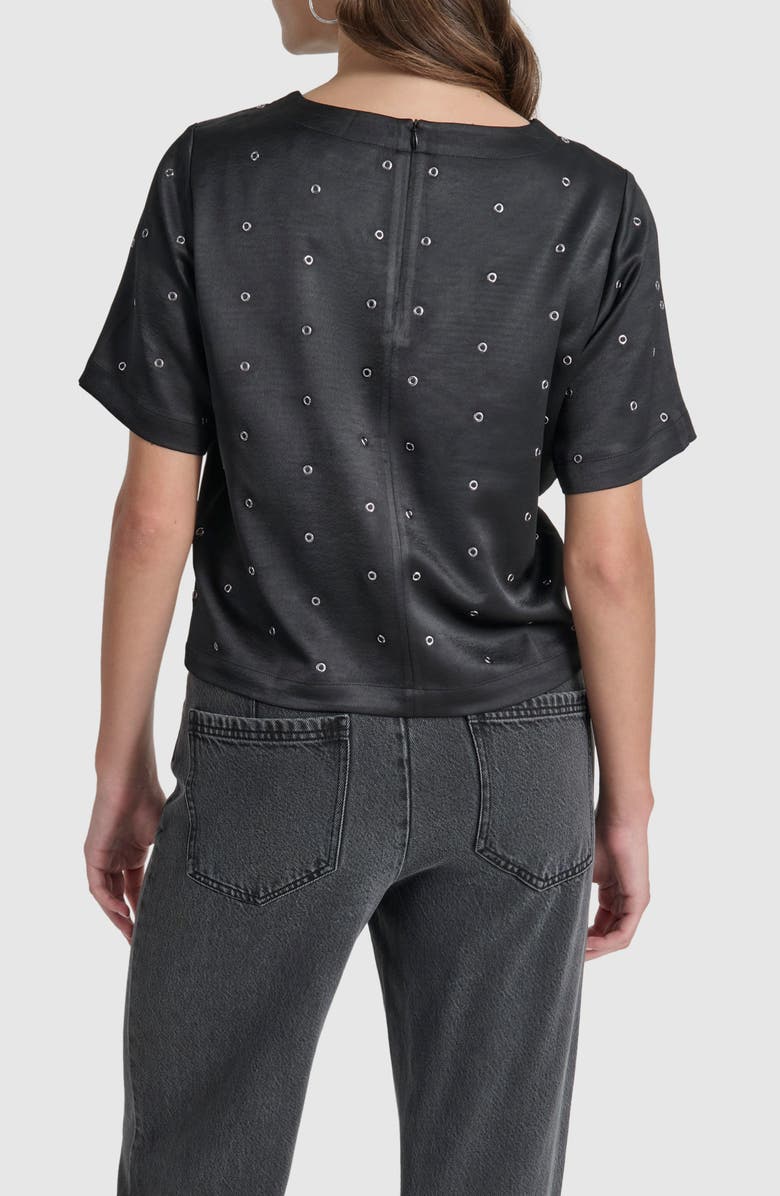 DKNY Grommet Detail Satin Top, Alternate, color, 