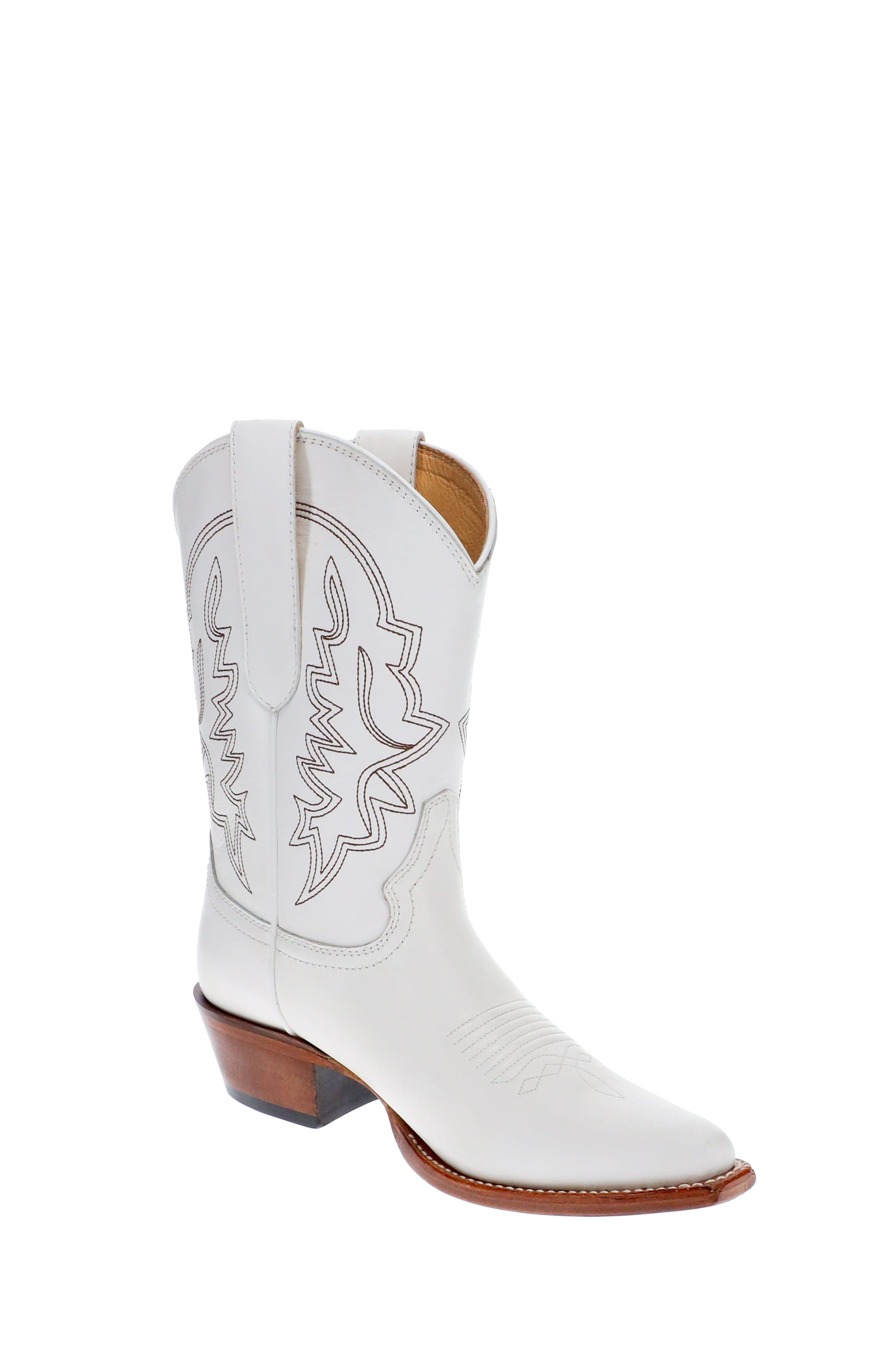 Malibu Beach Women's Premium Western Leather Boots Michelle, Alternate, color, White