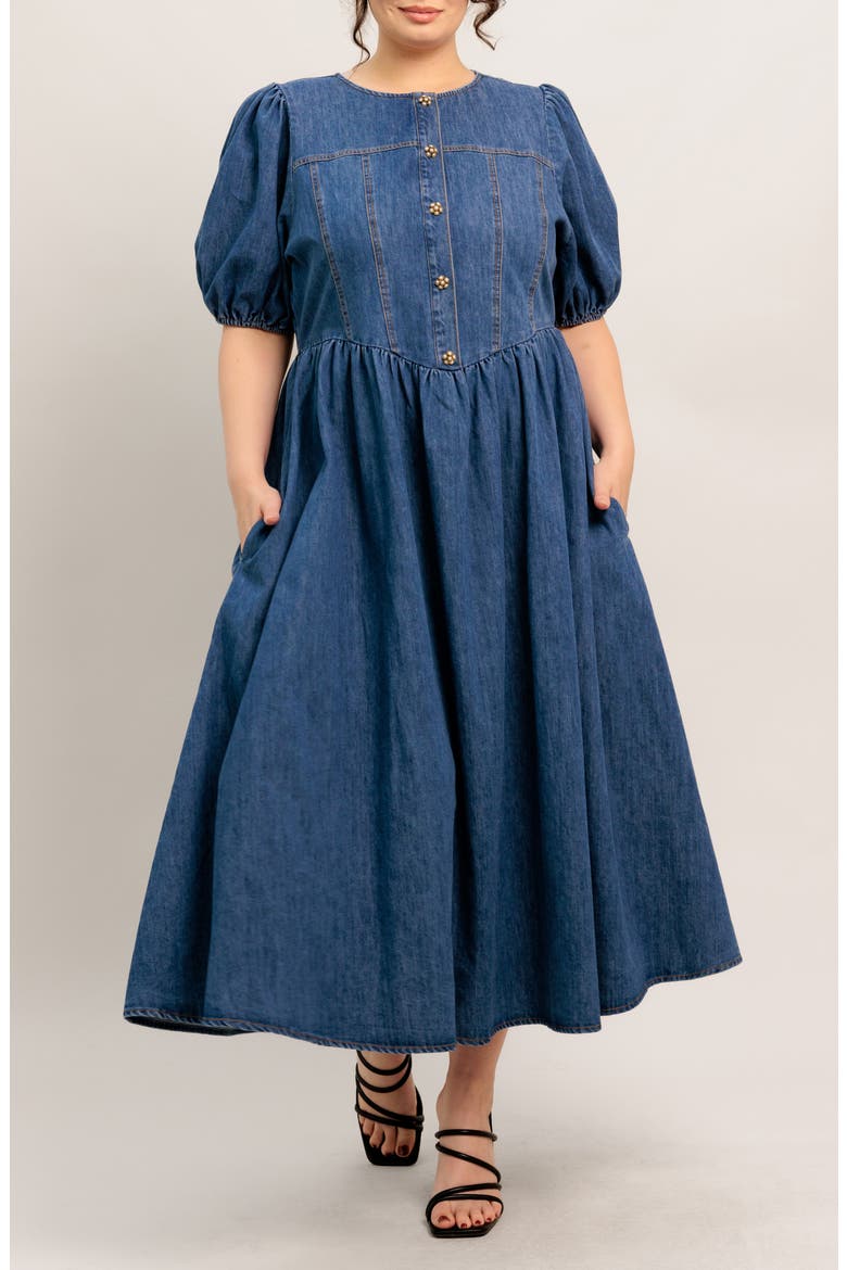 Denim Midi Dress, Main, color, DENIM