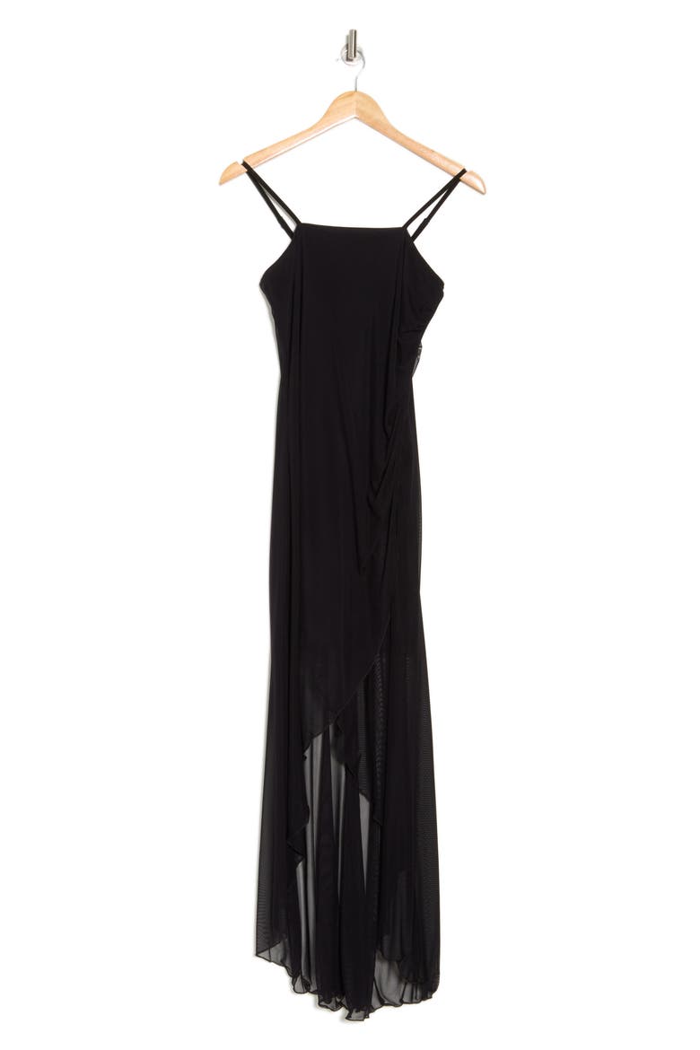 High Low Mesh Dress, Alternate, color, BLACK