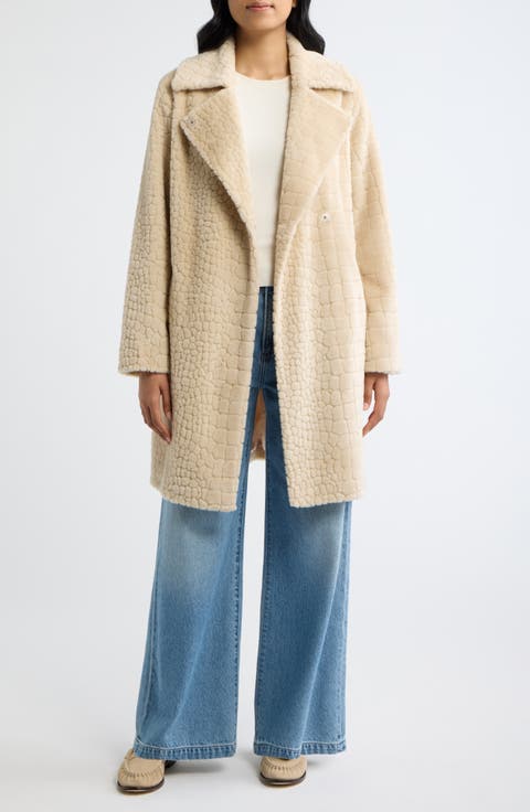 Croc Embossed Faux Fur Jacket