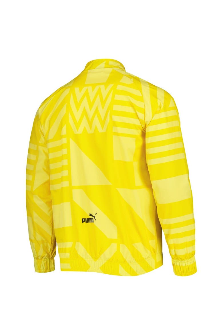 Men's Puma Yellow Borussia Dortmund Pre-Match Raglan Full-Zip Training Jacket, Alternate, color, Yellow