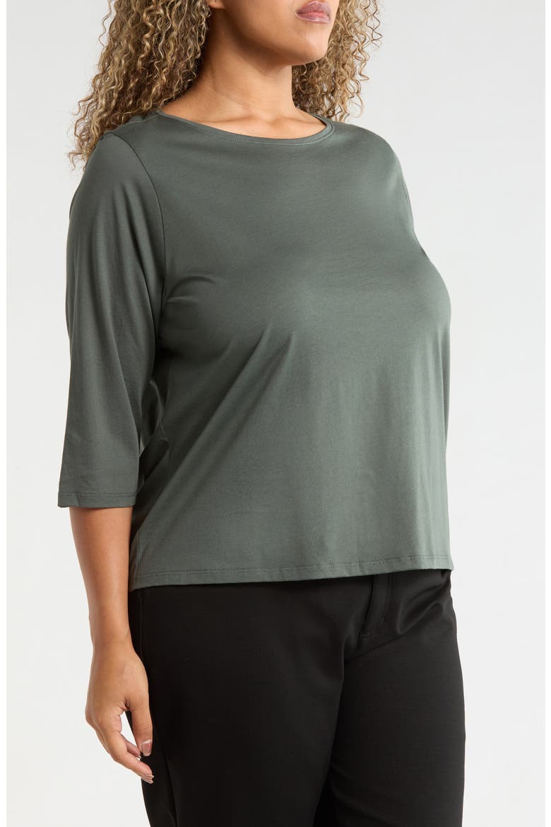 Bateau Neck Organic Cotton Top, Alternate, color, EVERGLADE