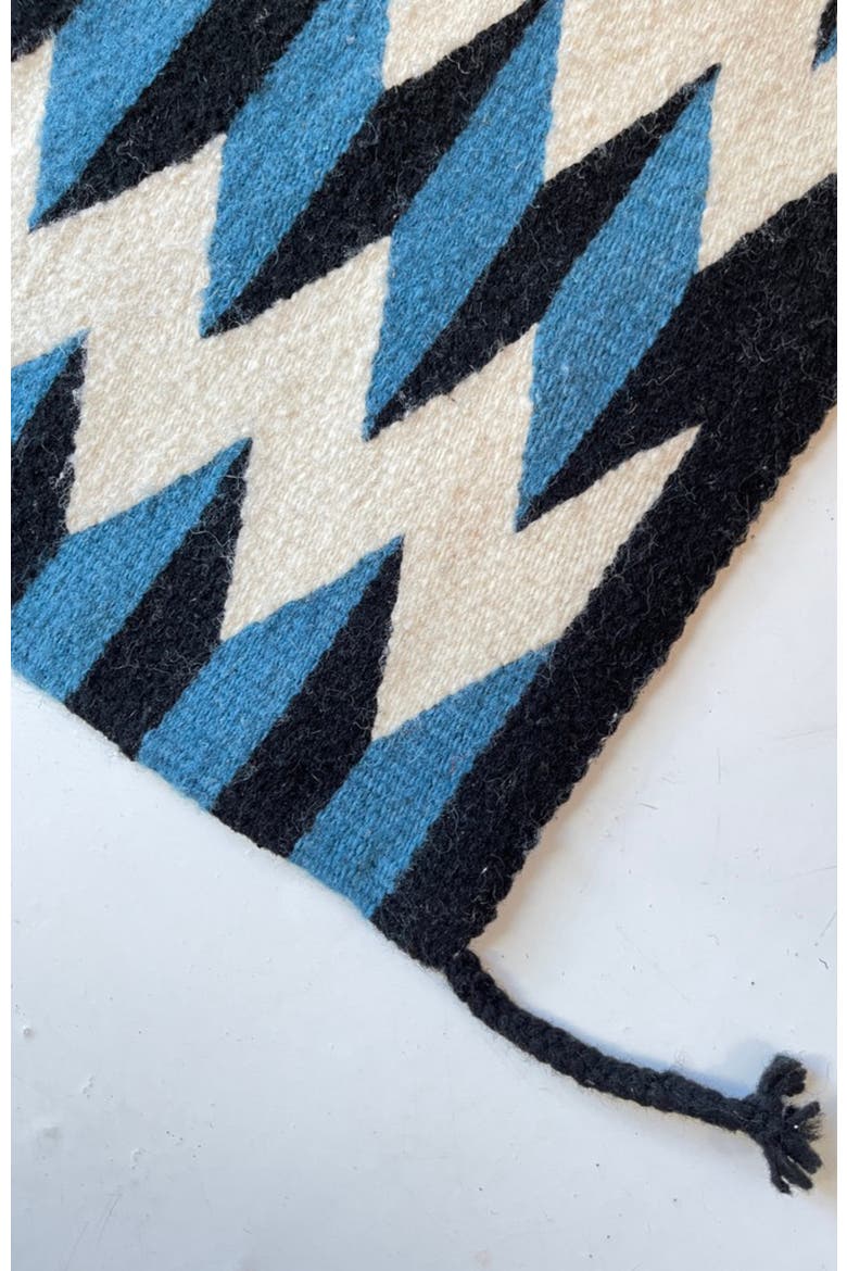 Teo Blue and Black Handwoven Flatweave Wool Rug, Alternate, color, Blue