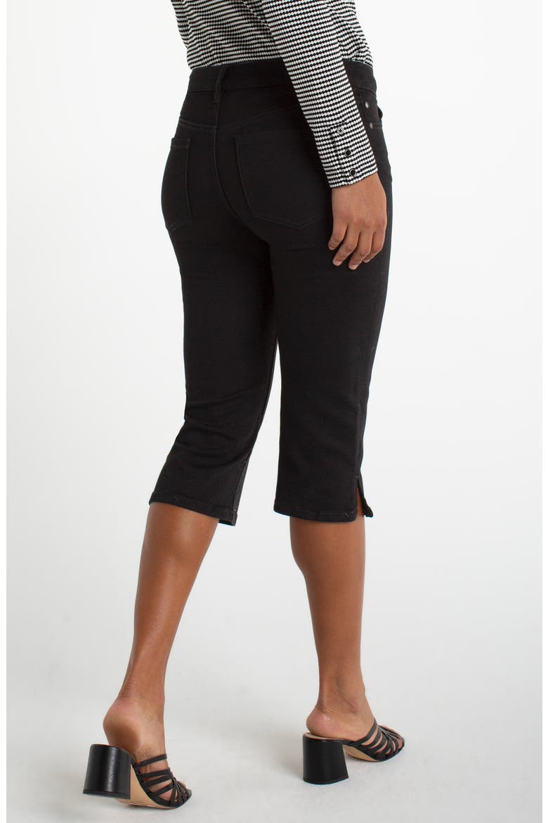 Slit Hem Denim Capris, Alternate, color, BLACK RINSE