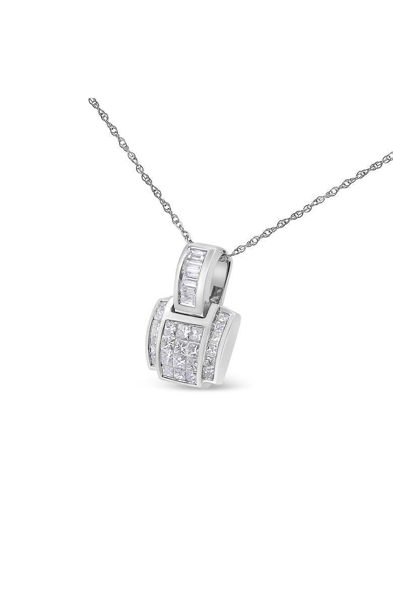 10K White Gold 1/4 Cttw Diamond Modern Bezel-Set Solitaire Pendant Necklace, Alternate, color, White
