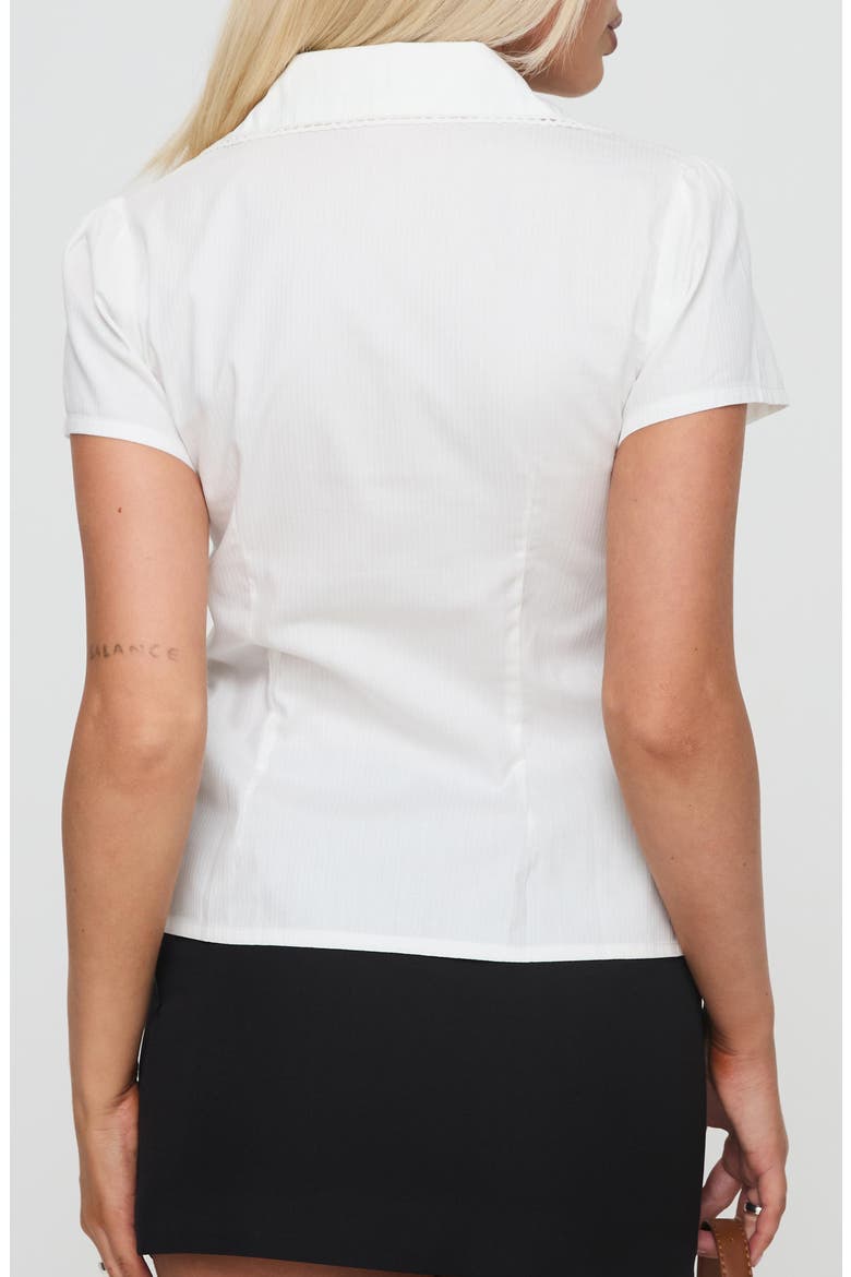 Reverie Short Sleeve Cotton Button-Up Shirt, Alternate, color, WHITE