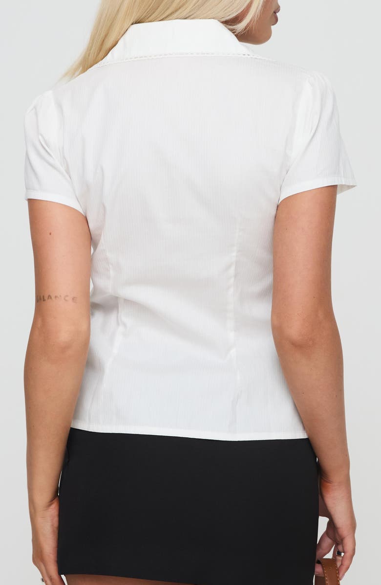 Princess Polly Reverie Short Sleeve Cotton Button-Up Shirt, Alternate, color, White