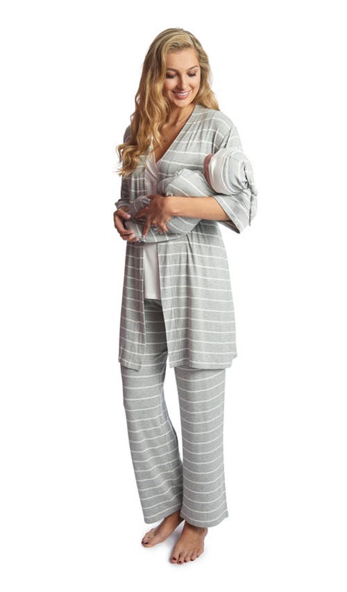 Everly Grey Analise During & After 5-piece Maternity/nursing Sleep Set In Gray
