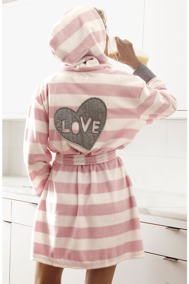Plush Fleece Robe, Main, color, PINK STRIPESDNU