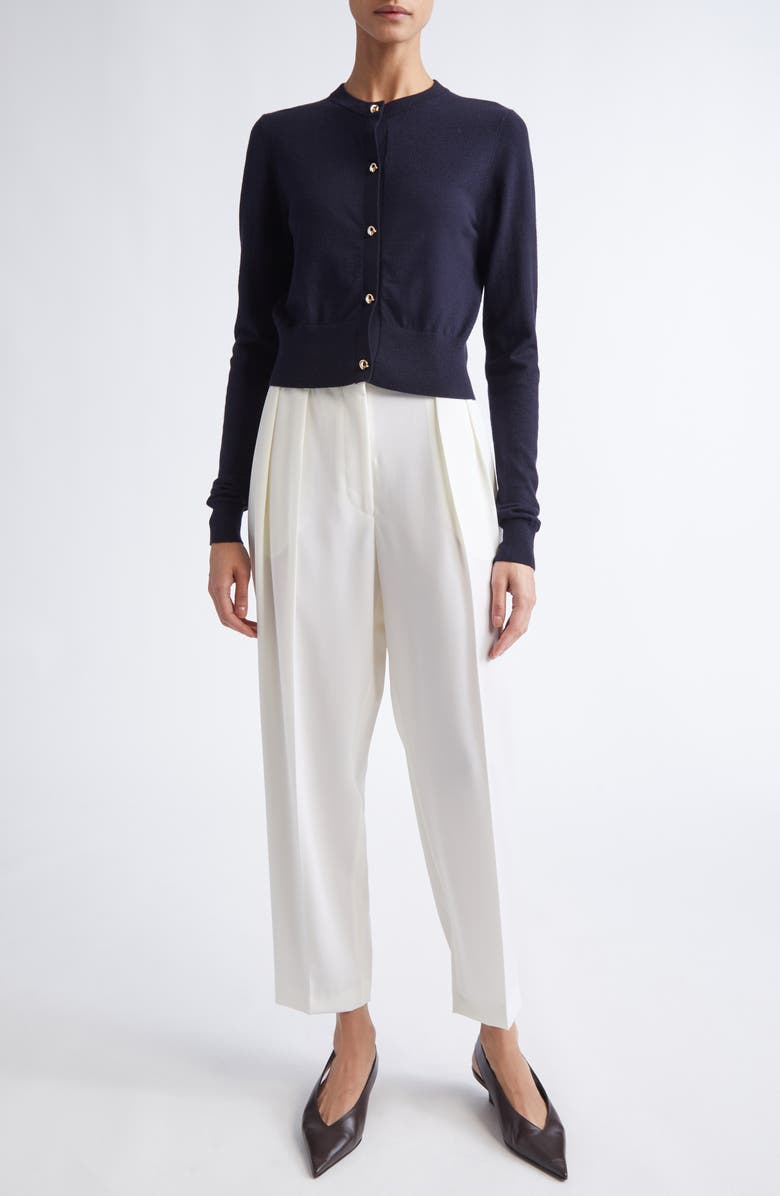 Altuzarra Arlette Merino Wool Blend Cardigan, Alternate, color, Navy