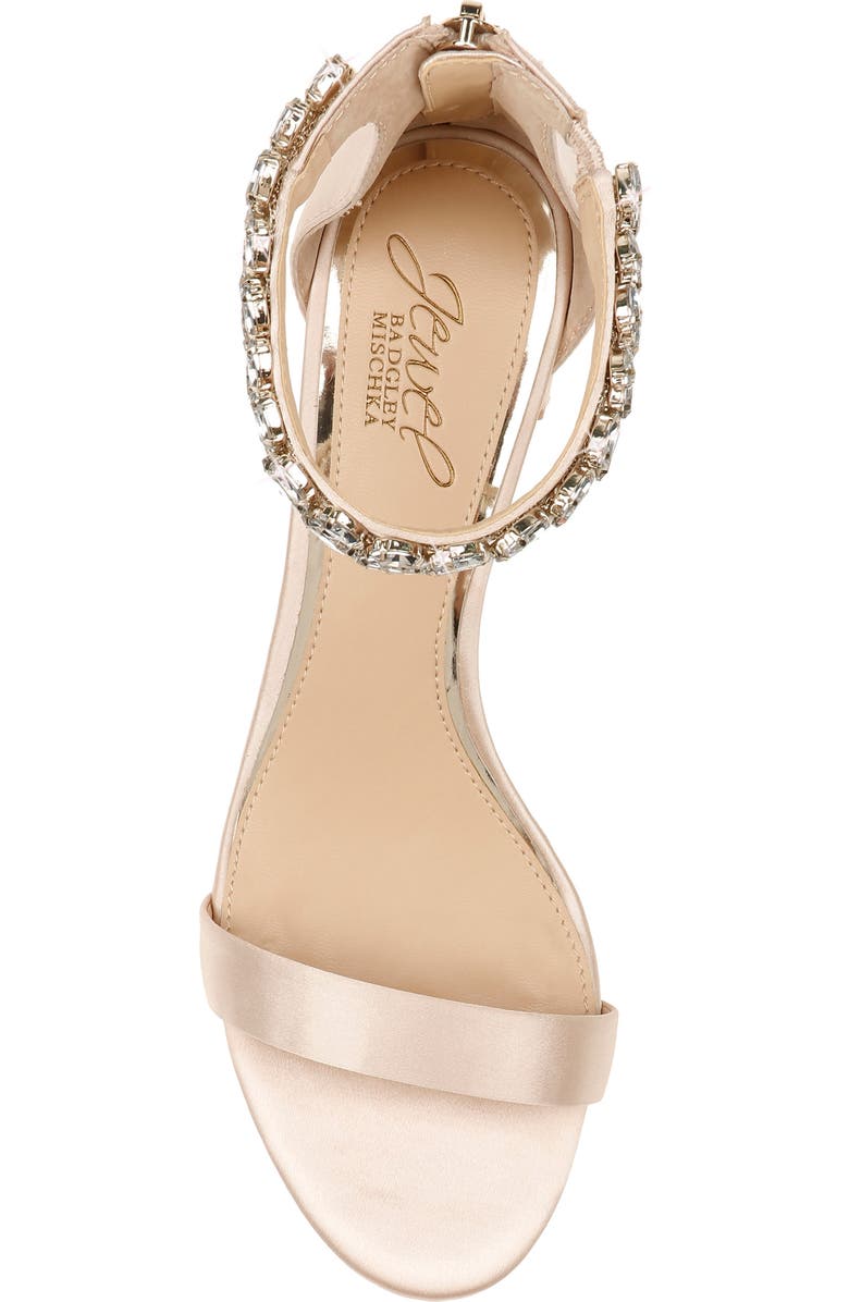 Jewel Badgley Mischka Bradley Ankle Strap Sandal, Alternate, color, Champagne Satin