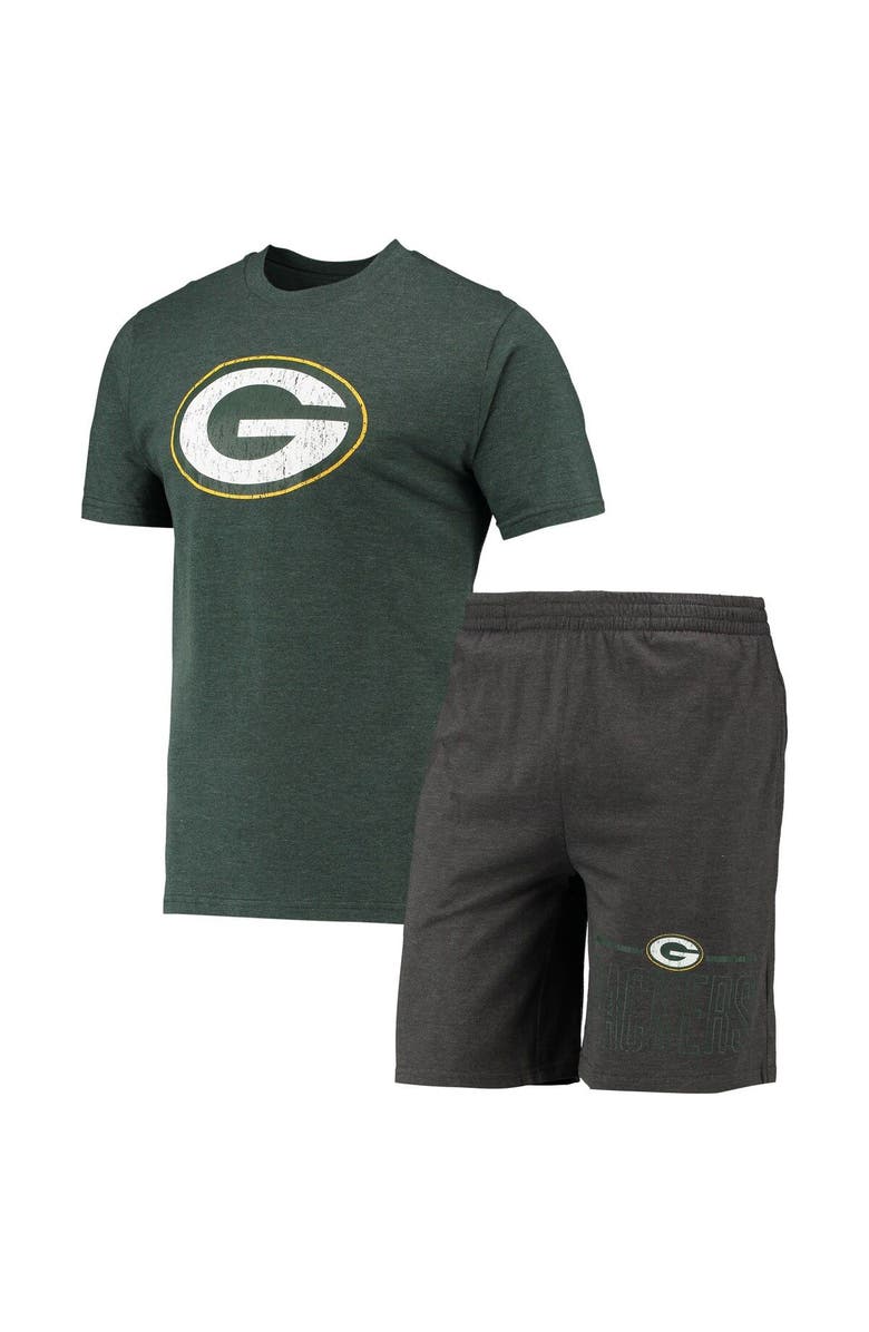 CONCEPTS SPORT Men's Concepts Sport Green/Charcoal Green Bay Packers Meter T-Shirt & Shorts Set, Main, color,