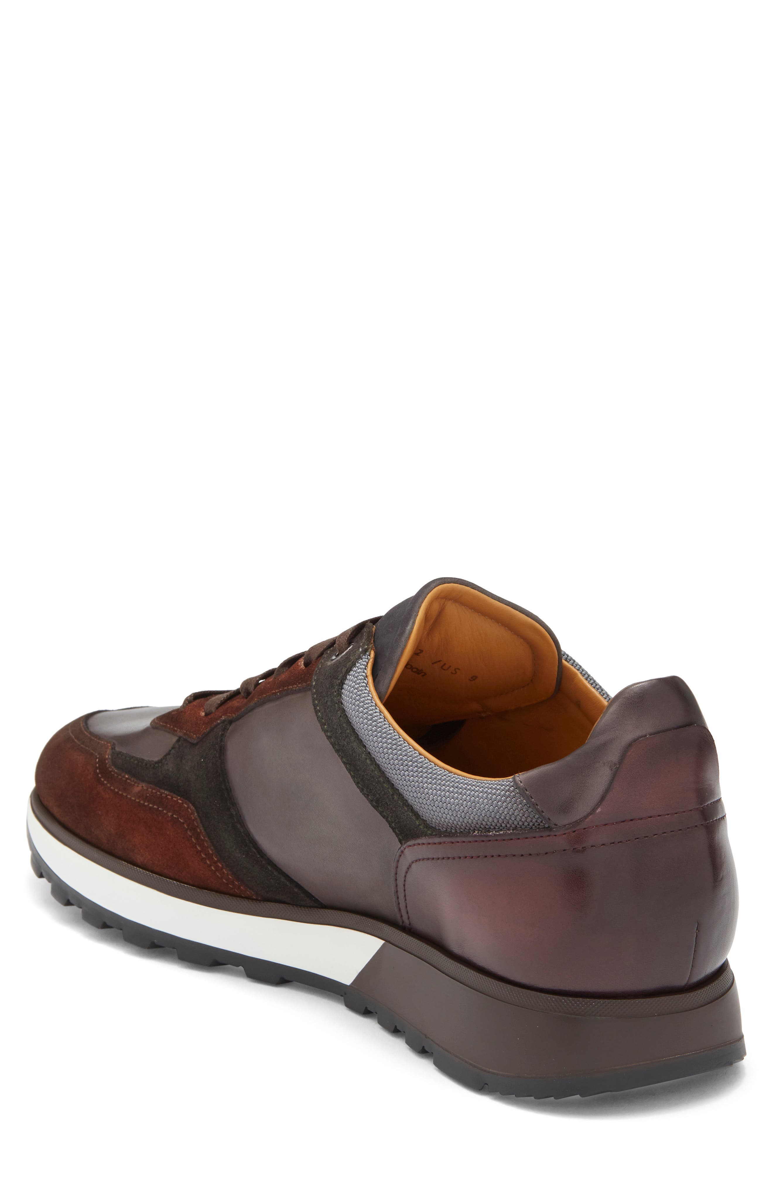 Magnanni Arco Sneaker, Alternate, color, Mid Brown