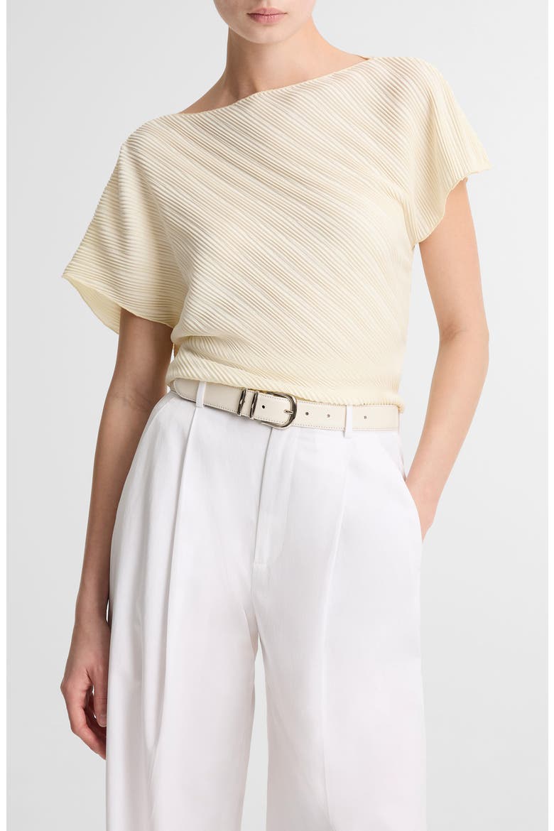 Diagonal Pleat Satin Top, Main, color, PORCELAIN