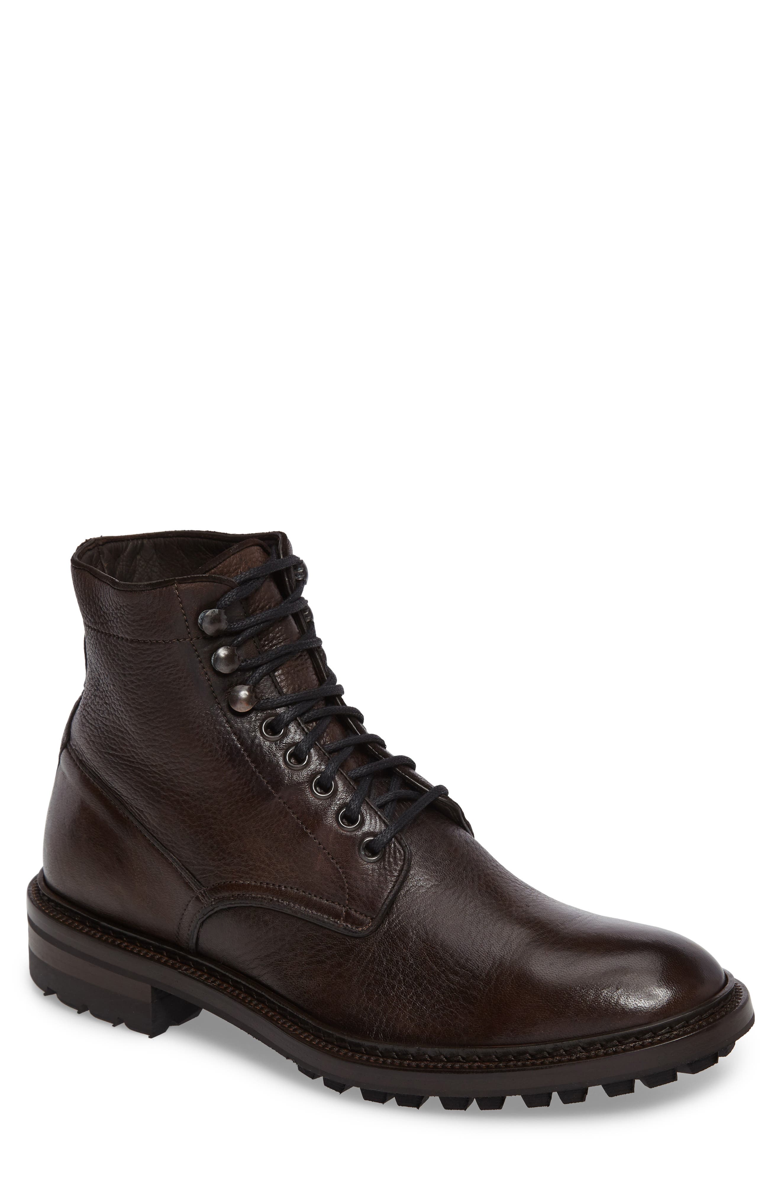 Greyson Plain Toe Boot, Main, color, DARK BROWN