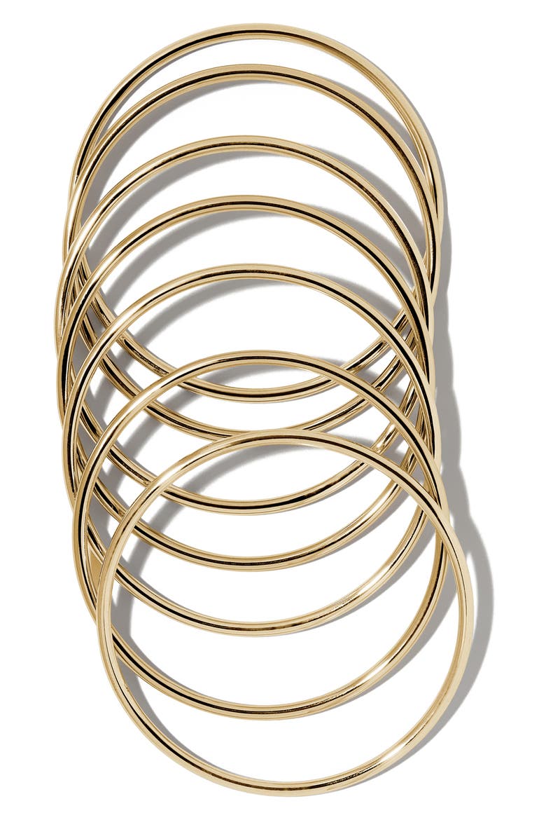 Set of 7 Mixed Metal Bangles (Nordstrom Exclusive), Main, color, YELLOW GOLD