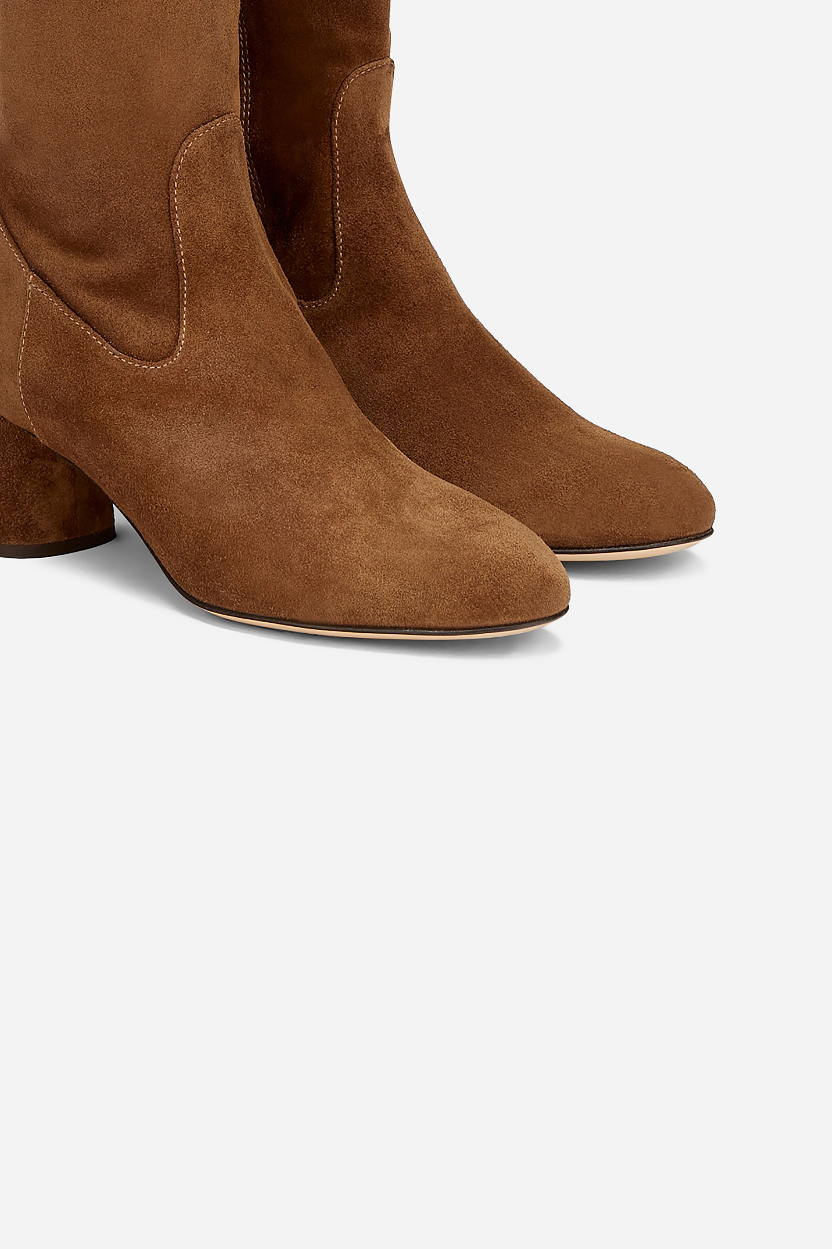 AGL Lorette Water Resistant Velour Boot With Heel, Alternate, color, Cognac