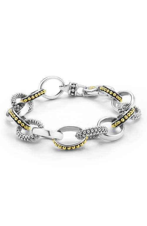 Lagos Signature Caviar Link Chain Bracelet In Metallic