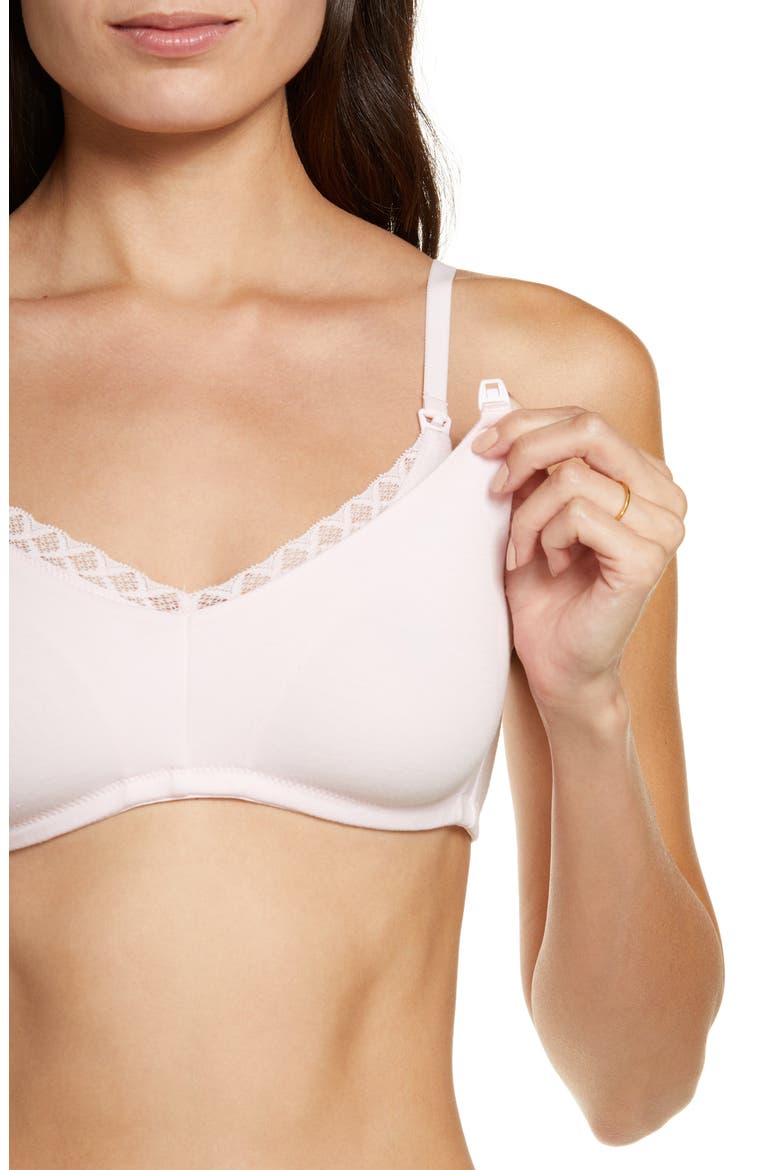 Bliss Wireless Pima Cotton Nursing Bra, Alternate, color, BLUSH PINK