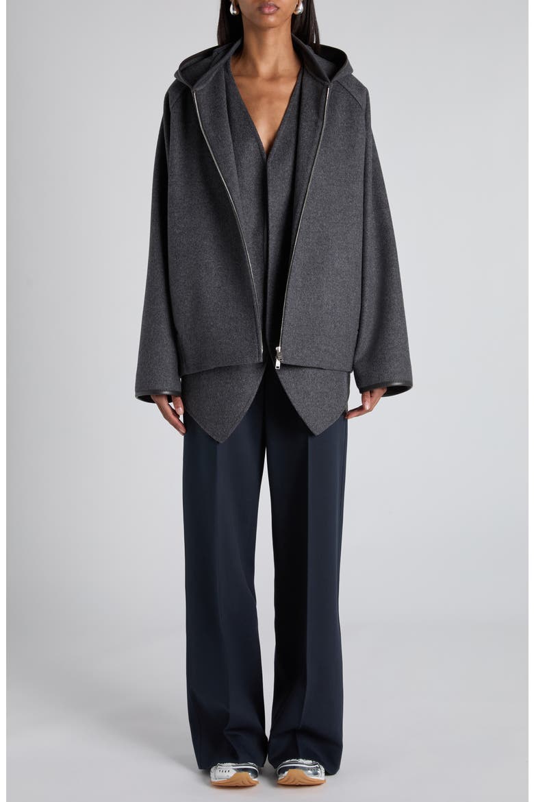 Double Face Wool Hooded Jacket, Alternate, color, 1307 CHARCOAL MELANGE