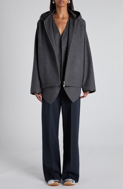 Bottega Veneta Double Face Wool Hooded Jacket In Gray