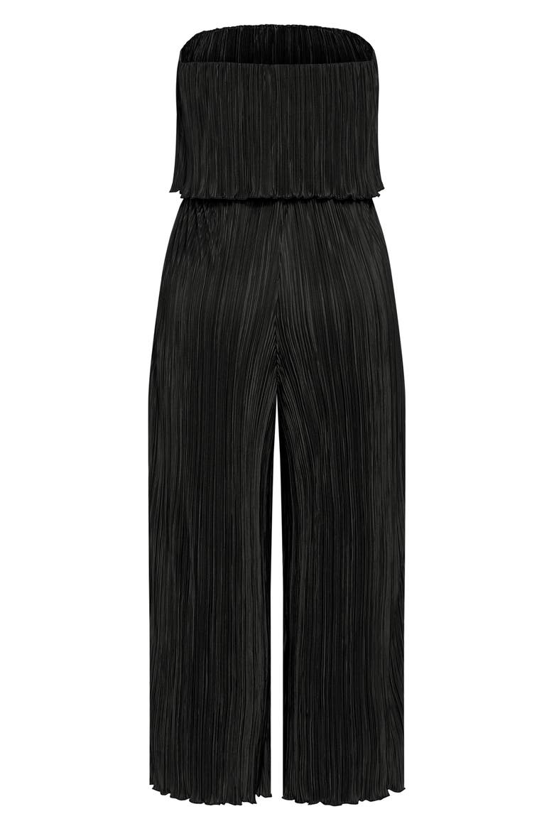 Hailee Strapless Plissé Jumpsuit, Alternate, color, BLACK