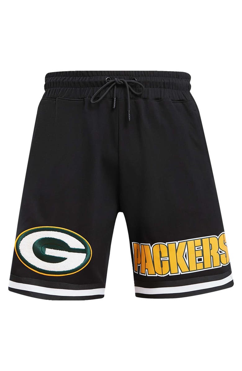 PRO STANDARD Men's Pro Standard Black Green Bay Packers Classic Chenille Shorts, Alternate, color,