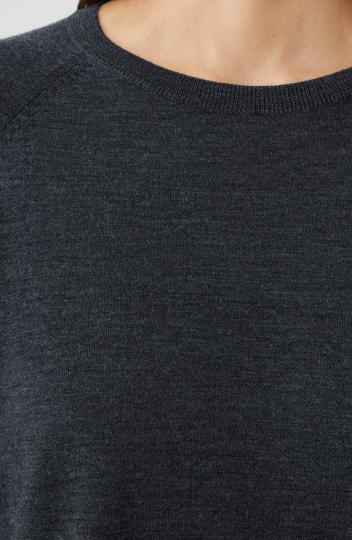 Eileen Fisher Raglan Sleeve Merino Wool Pullover In Black