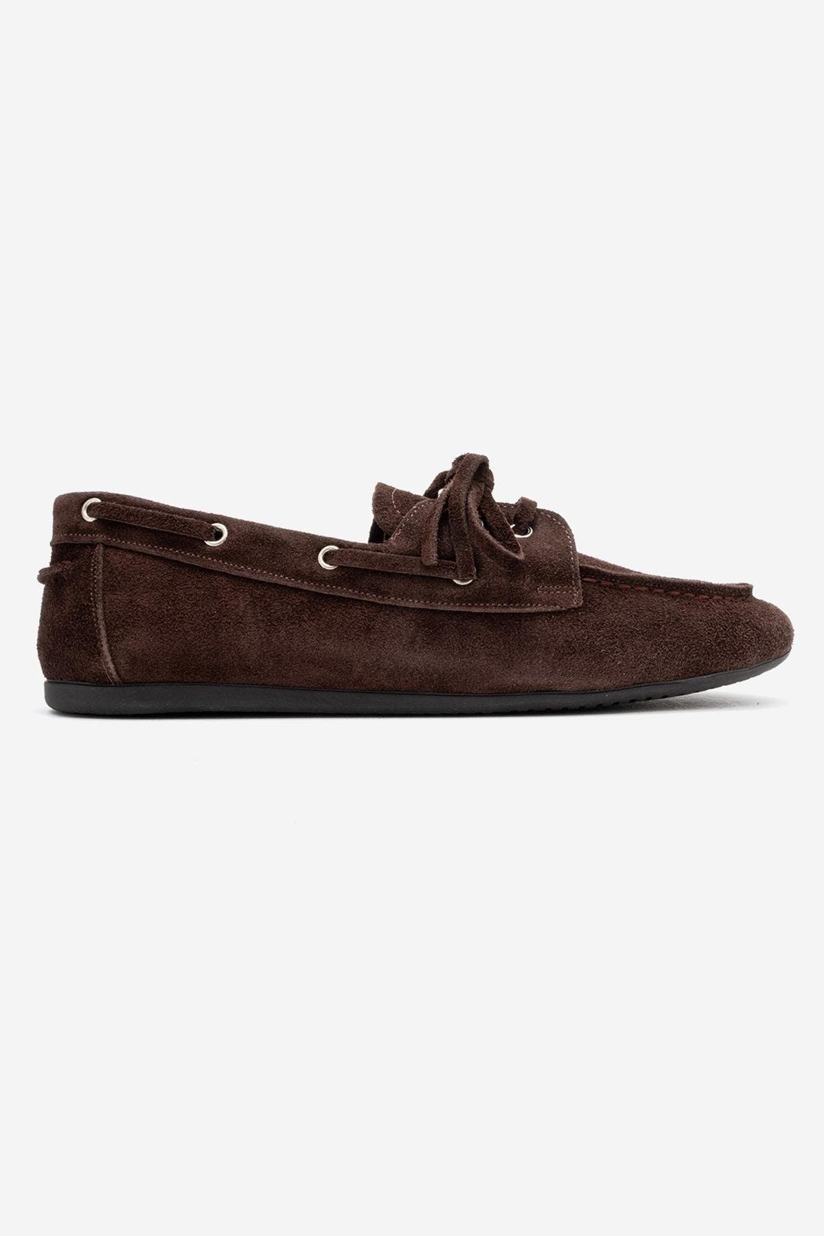 Forever & Always Shoes Serelis Leather Lace Up Loafer, Alternate, color, Brown Suede Leather