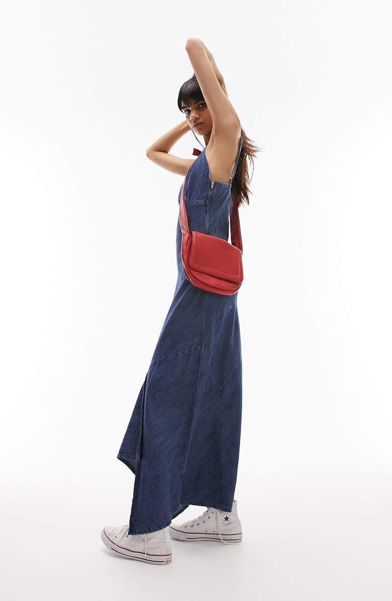 Topshop Denim Maxi Dress, Alternate, color, 