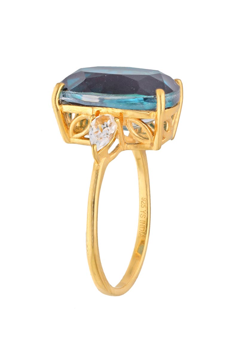 YS GEMS Blue Quartz Three-Stone Ring, Alternate, color, Blue