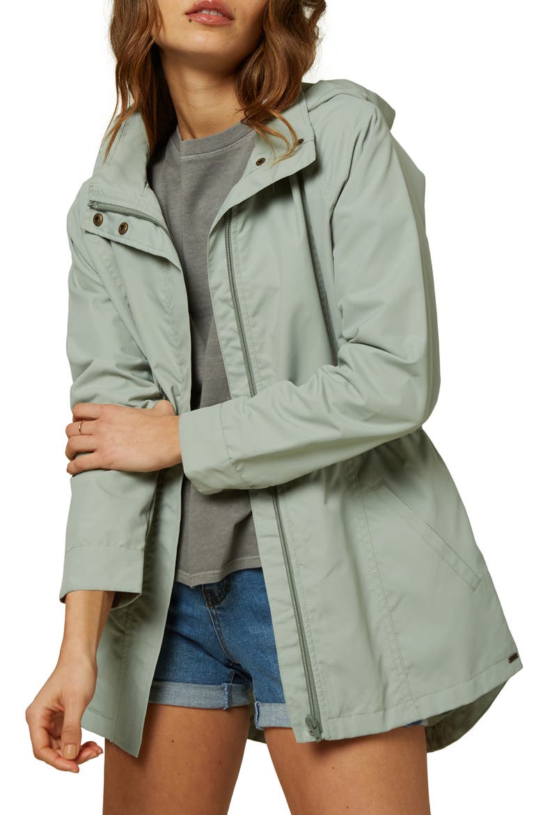Gayle Water Resistant Hooded Jacket, Main, color, WASHED GREEN