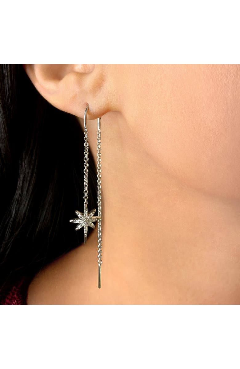 LuvMyJewelry Twinkle Star Tack-In Sterling Silver Diamond Drop Earring, Alternate, color, 