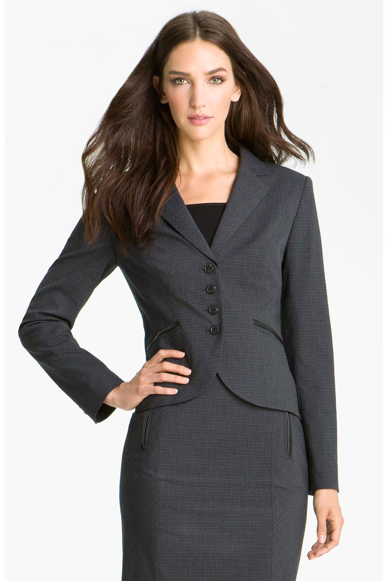 Double Check Pattern Jacket, Main, color, BLACK/ NAVY PLAID COMBO
