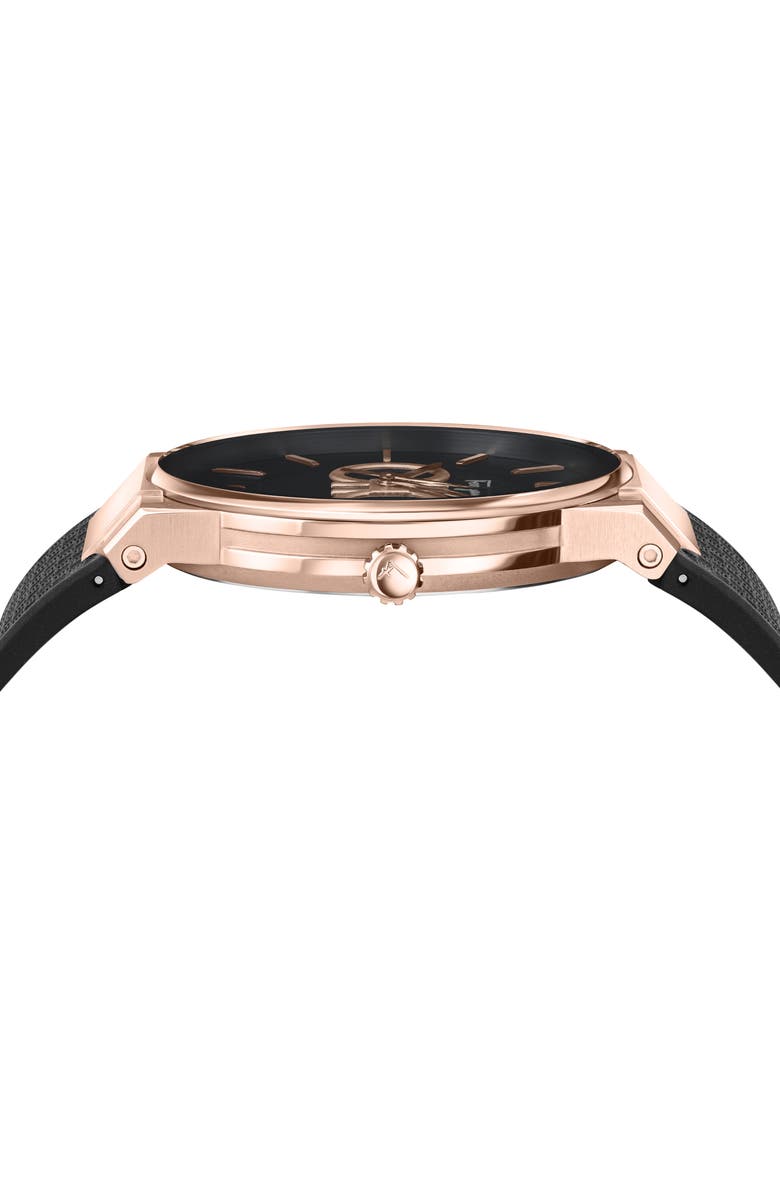 FERRAGAMO Polyurethane Strap Watch, 41mm, Alternate, color, Rose Gold