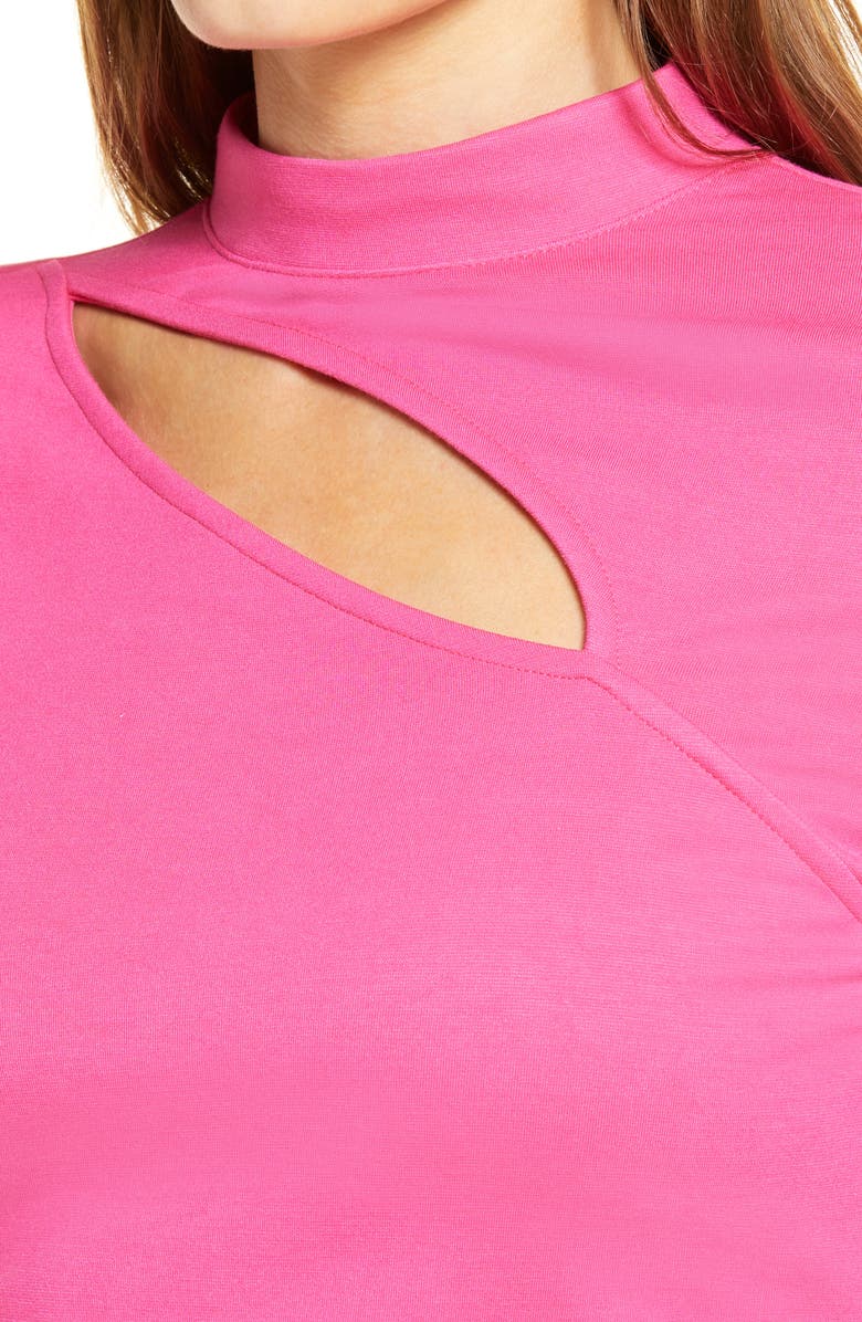Halogen<sup>®</sup> Cutout Mock Neck Knit Top, Alternate, color, Hot Pink